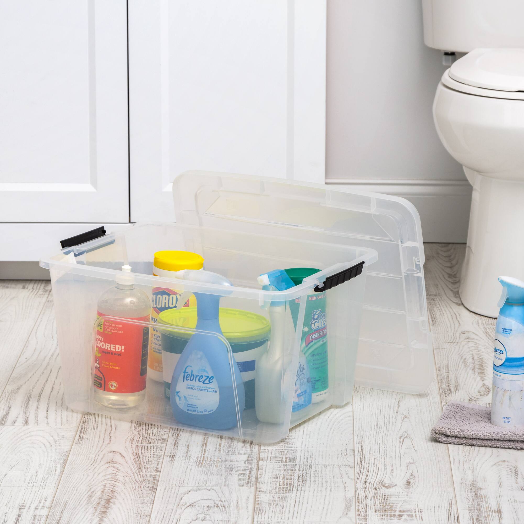 IRIS® 32qt. Buckled Clear Boxes with Clear Buckle Lids, 4ct.